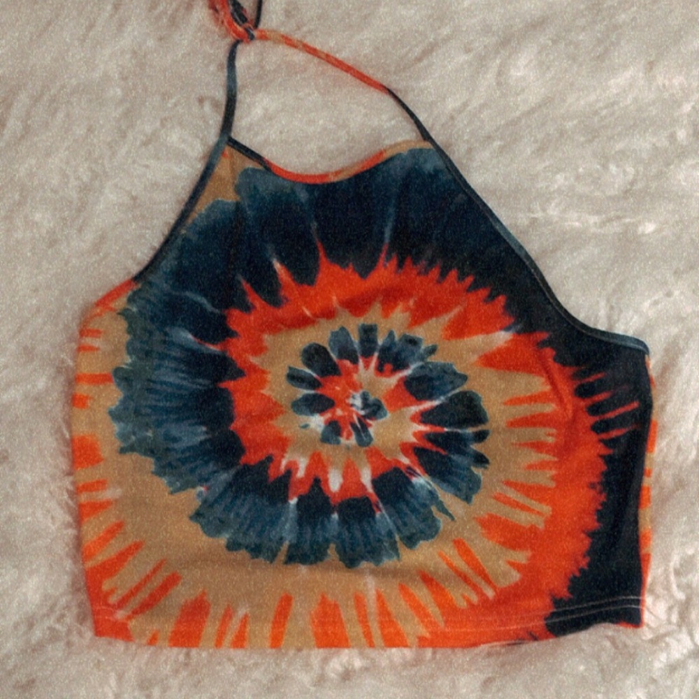 Zaful Rainbow Tie-Dye Halter Crop